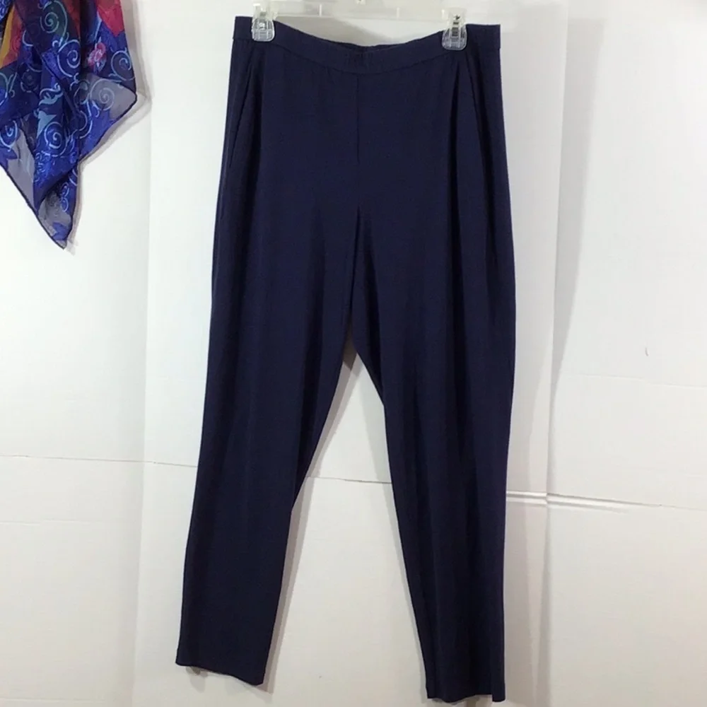 Eileen Fisher Deep Blue pull on stretch knit pants M
